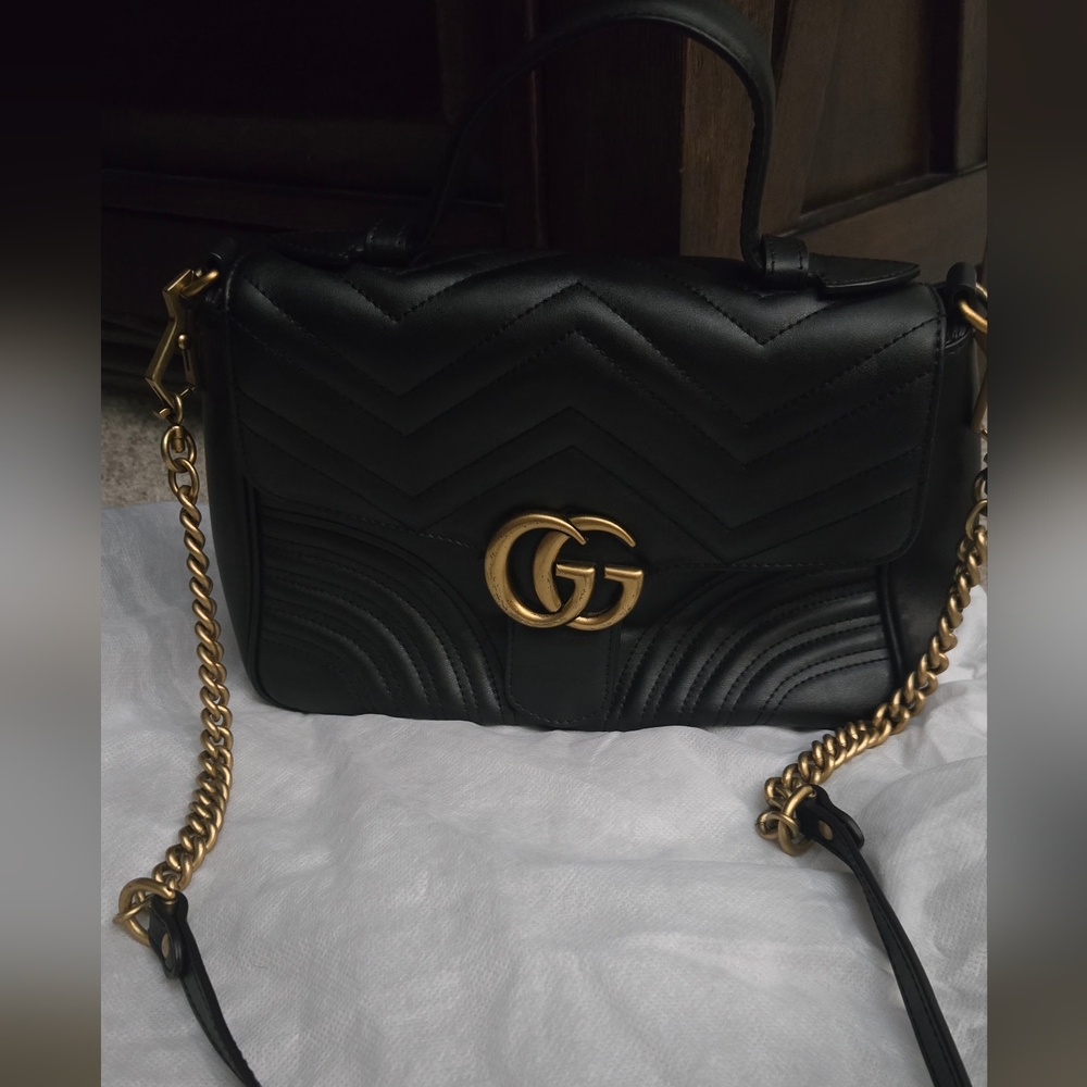 Gucci Marmont Flap Bag with Gold Chain